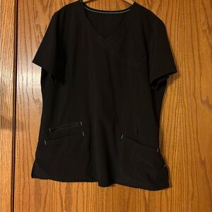 Black V-Neck Scrub Top